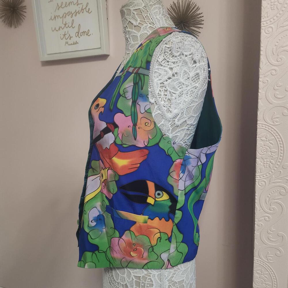 LKNW vintage 90's Sensual Silk by Caribbean Club M mens vest colorful - Picture 5 of 7